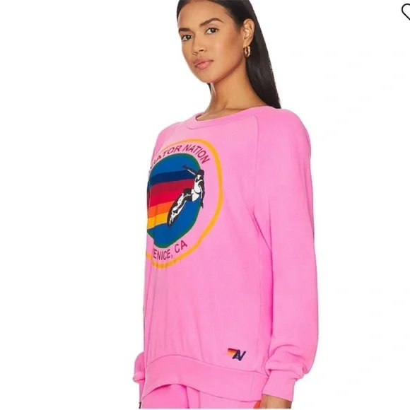 NWT Aviator Nation crew logo pink sweatshirt in Pink - Medium - Picture 3 of 11
